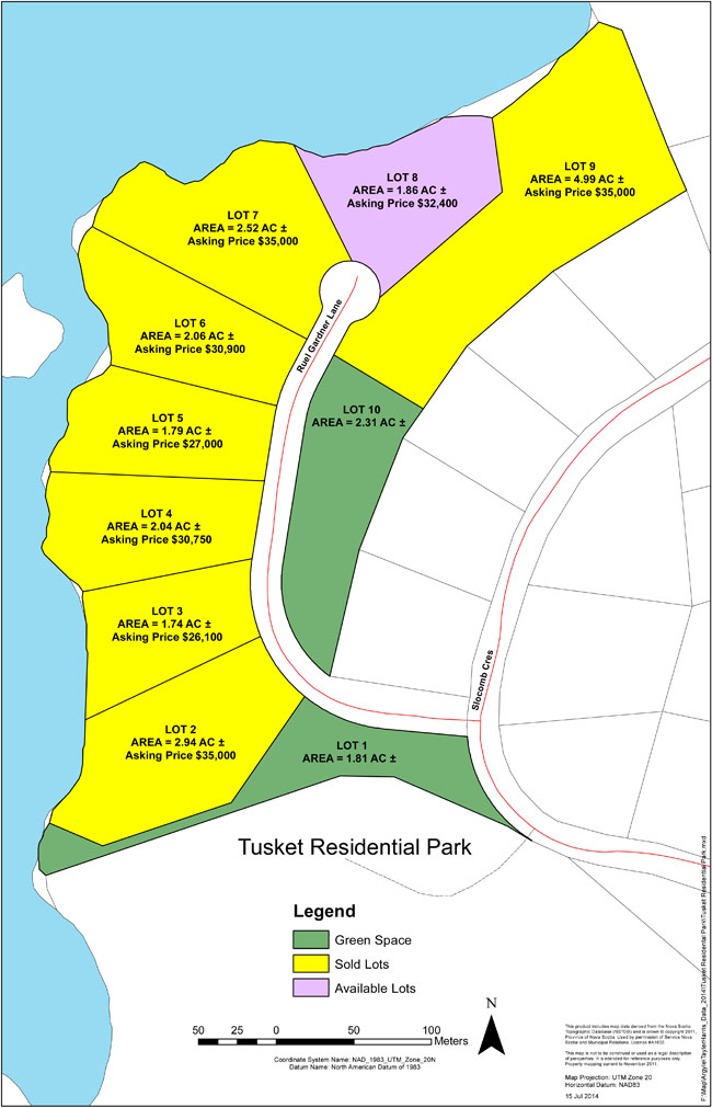 Carte du parc résidentiel de Tusket